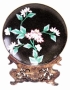 Декоративная тарелка на подставке Латунь, перегородчатая эмаль, дерево Китай 40-50 гг XX века 1945 г инфо 11005v.