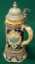 Пивная кружка с крышкой Керамика, цветная эмаль, металл Германия, начало XX века 1905 г инфо 11169v.